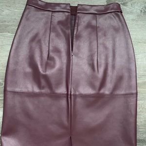 Express Women’s Burgundy Faux Leather Pencil Skirt